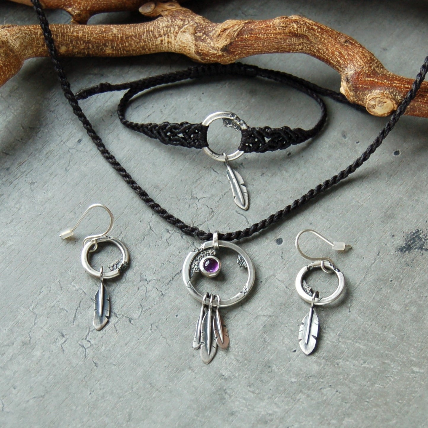 Silver bohemian jewellery set