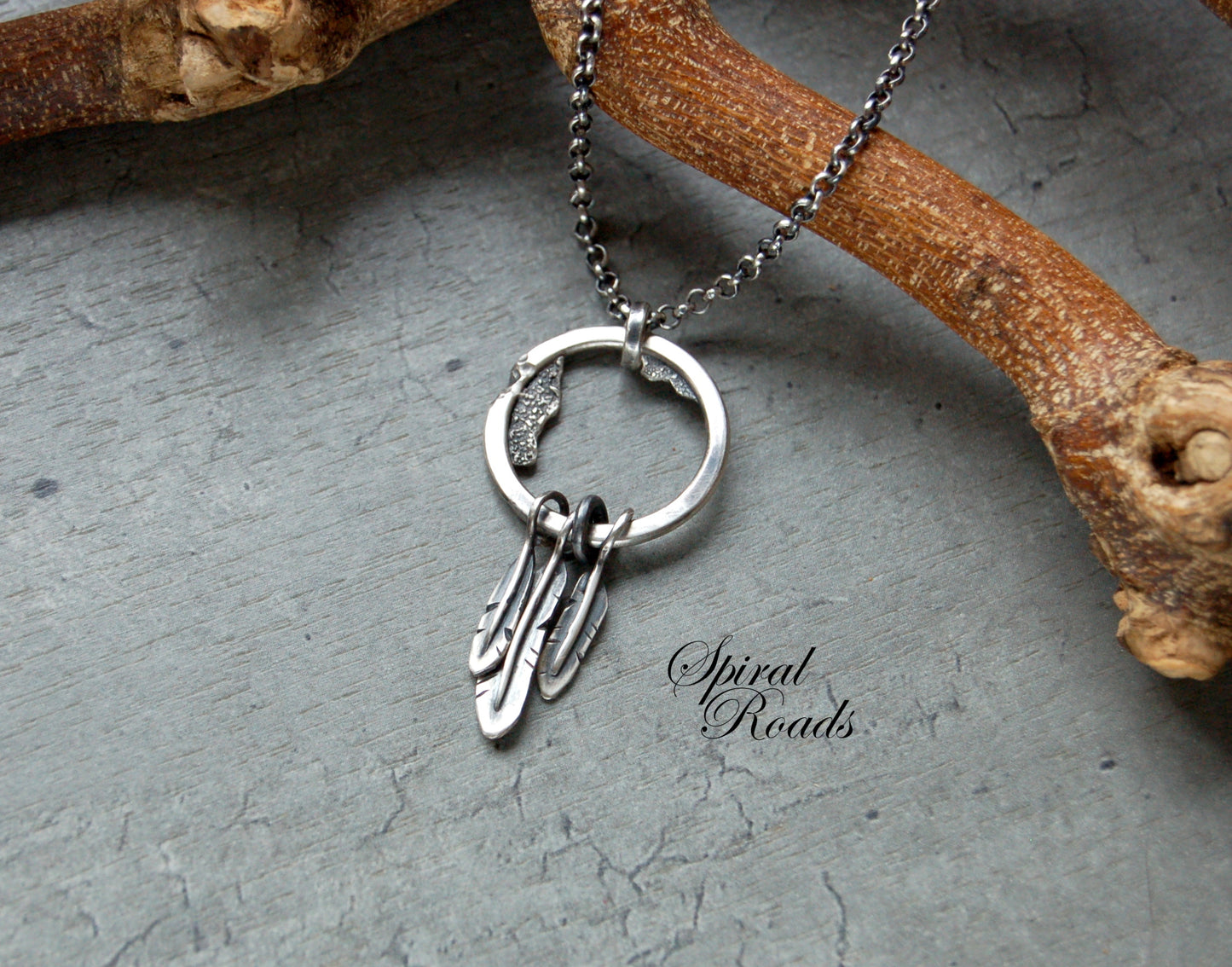 Mens Dream catcher necklace pendant in sterling silver