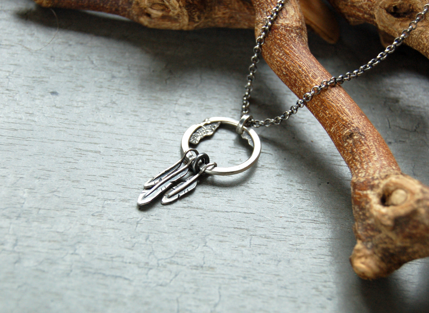 Mens Dream catcher necklace in sterling silver