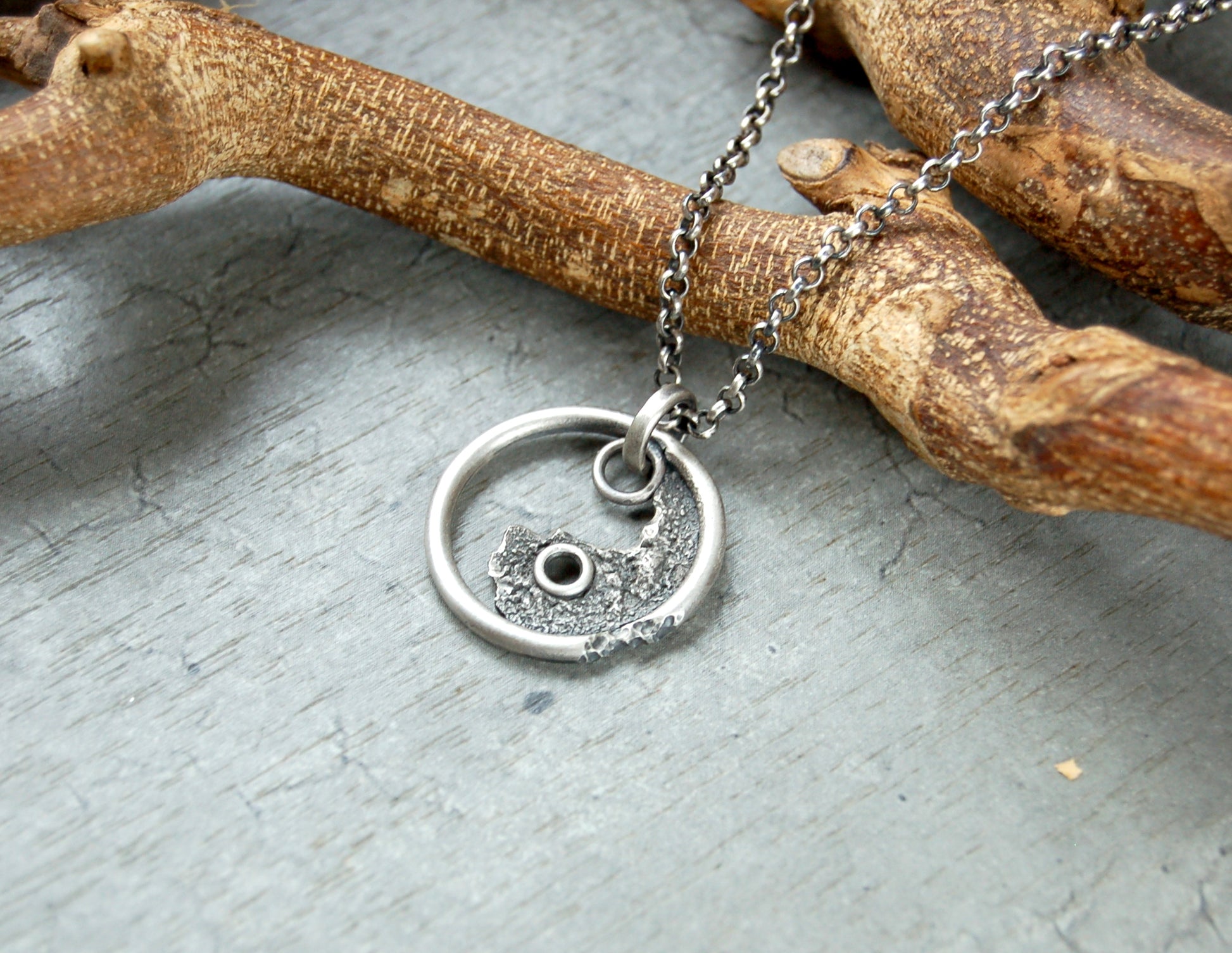 Handmade Yin Yang necklace pendant in Sterling Silver