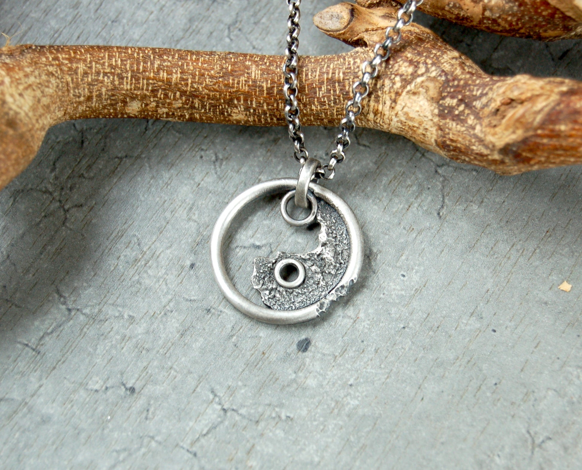 Handmade Yin Yang necklace pendant in Sterling Silver