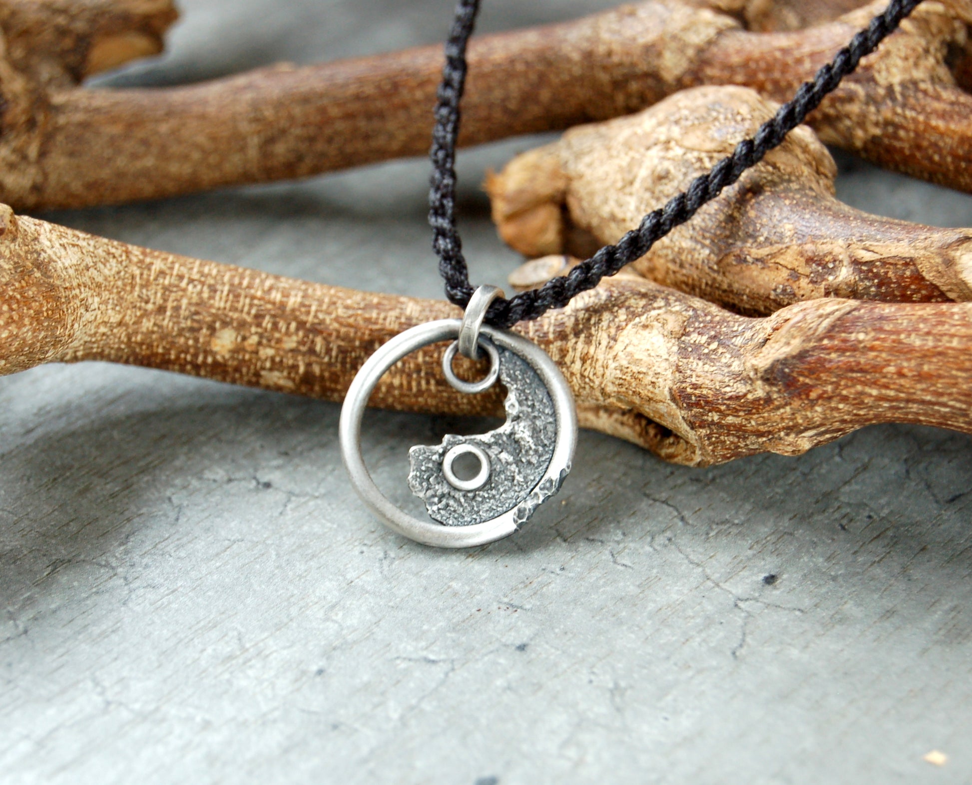 Handmade Yin Yang necklace pendant in Sterling Silver