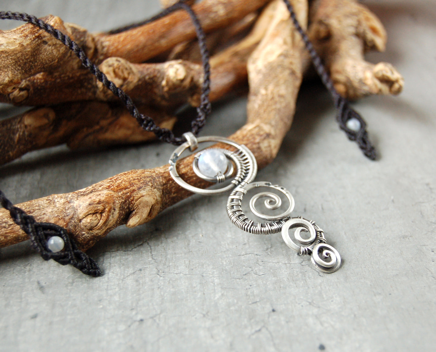 Wire wrapped Moonstone pendant