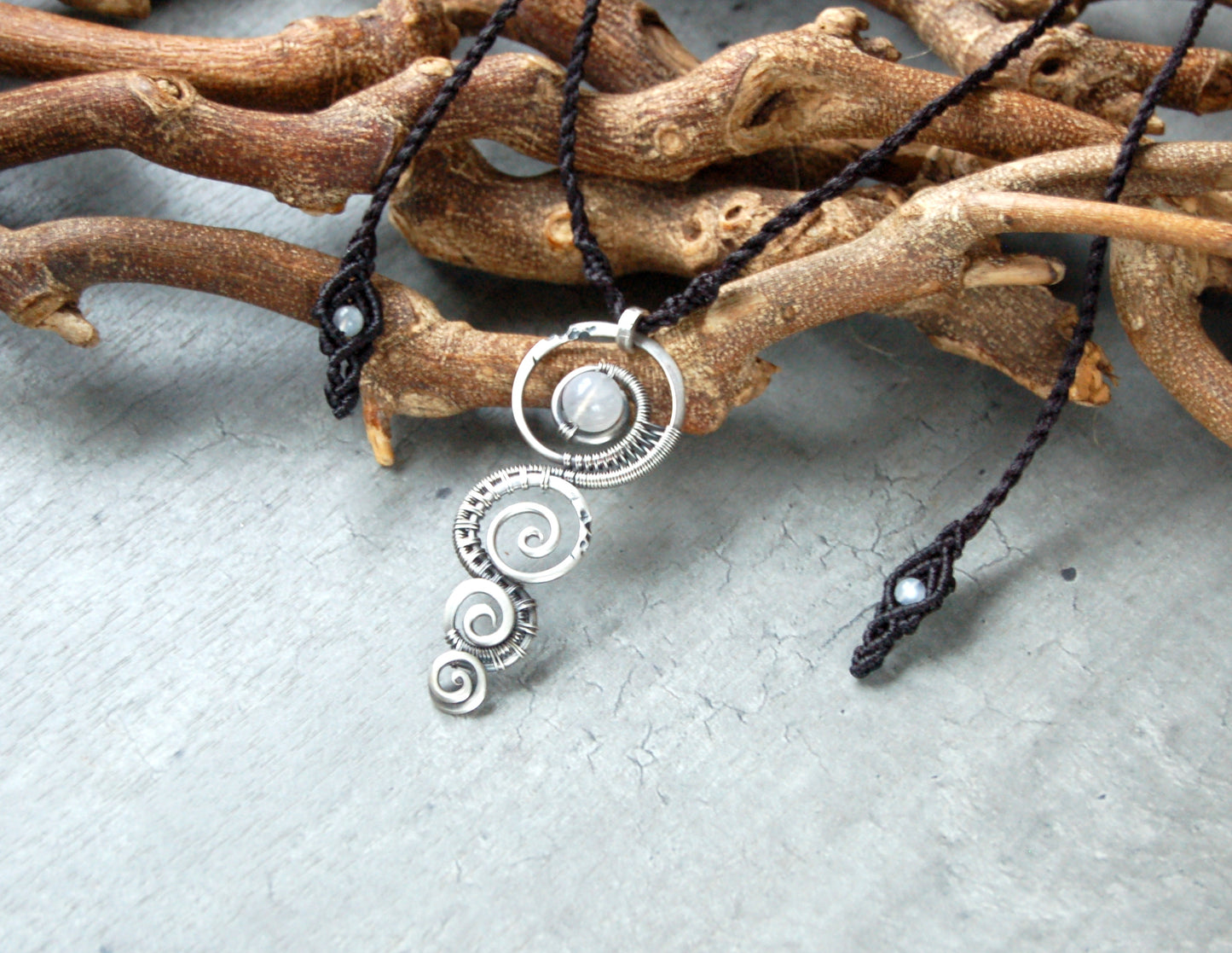 Wire wrapped Moonstone pendant