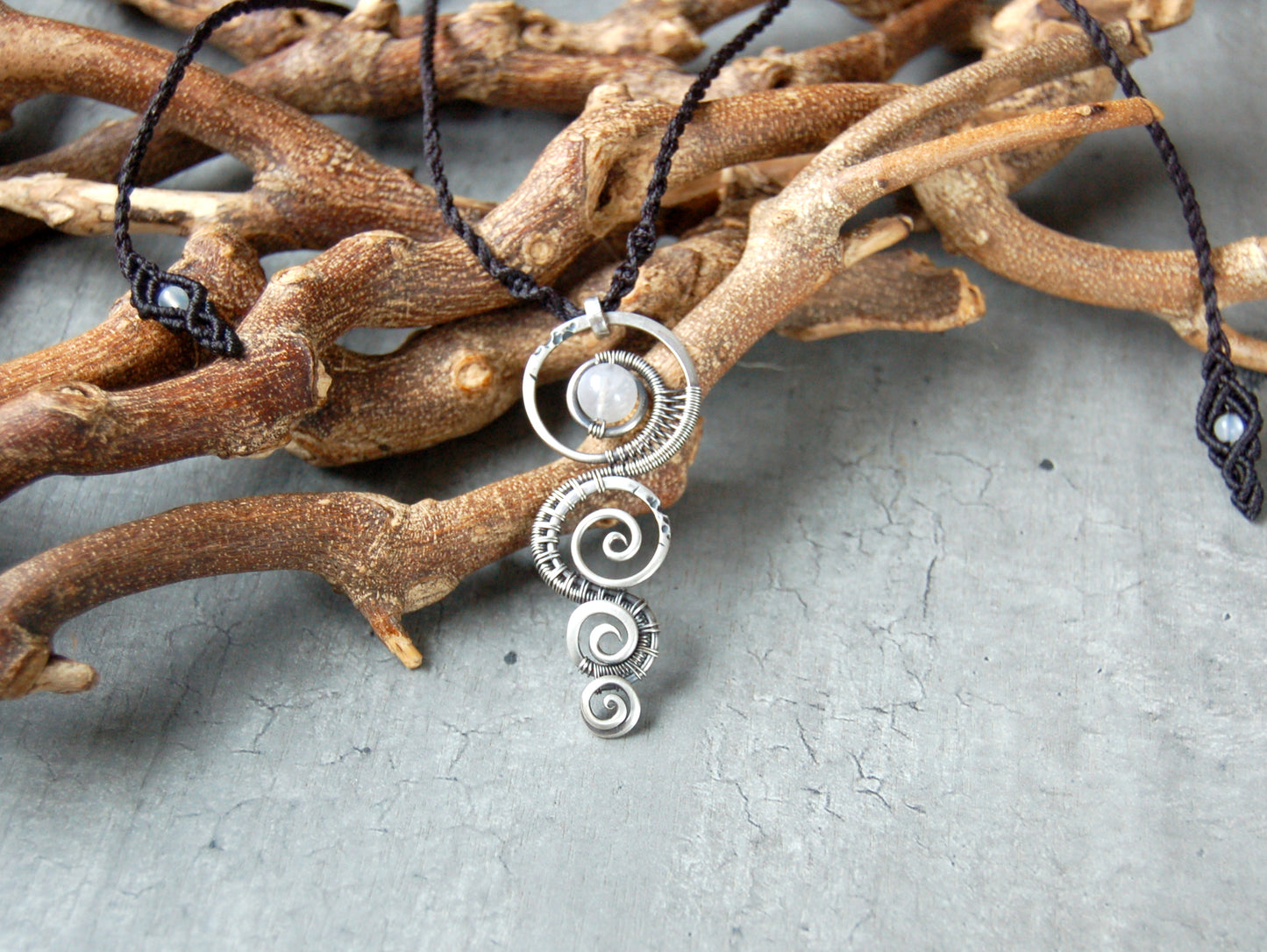 Wire wrapped Moonstone pendant