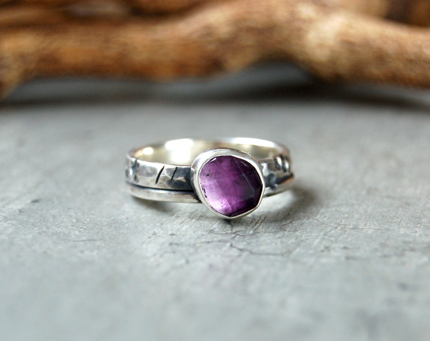 Amethyst gemstone ring