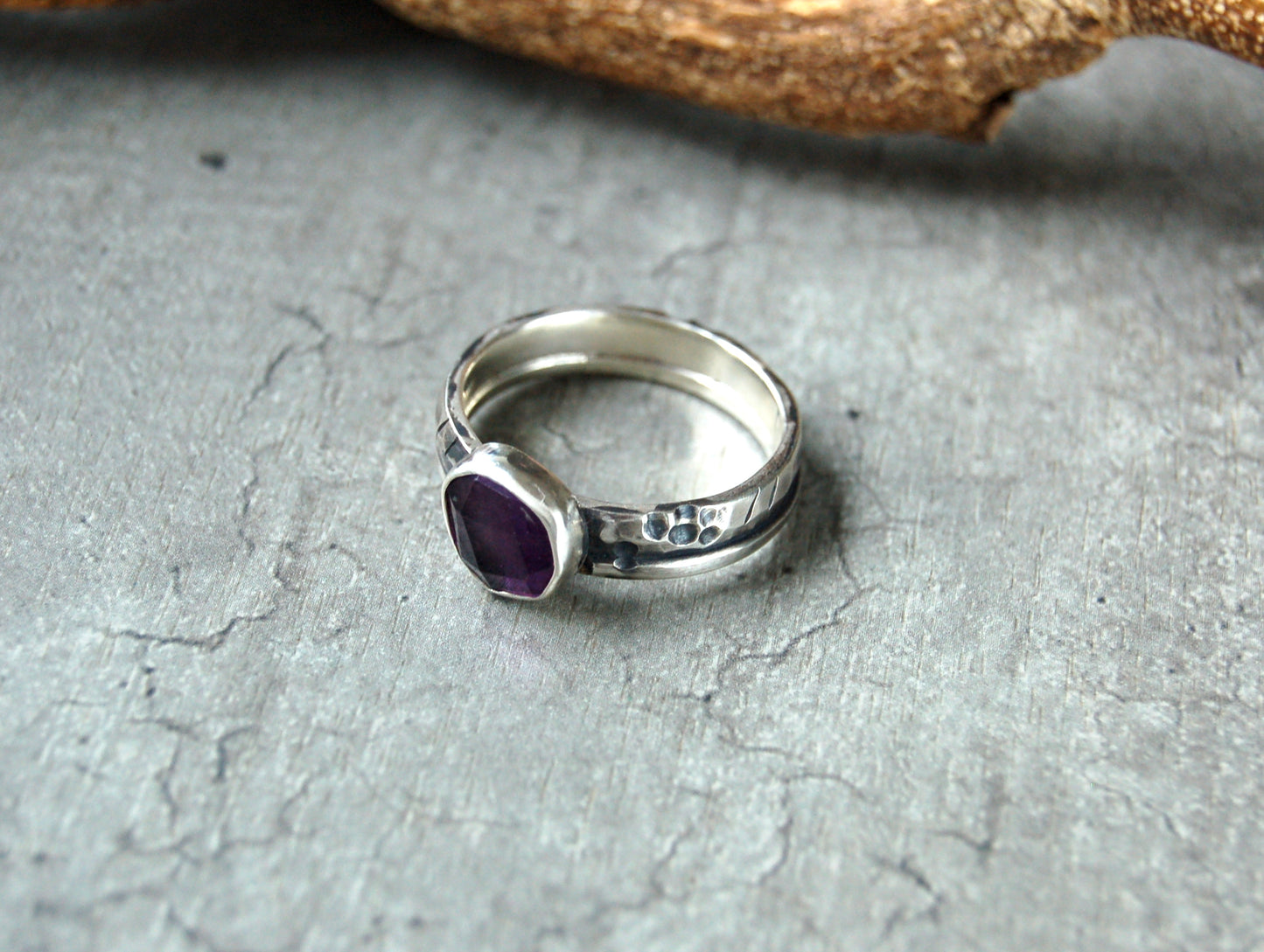 Amethyst gemstone ring