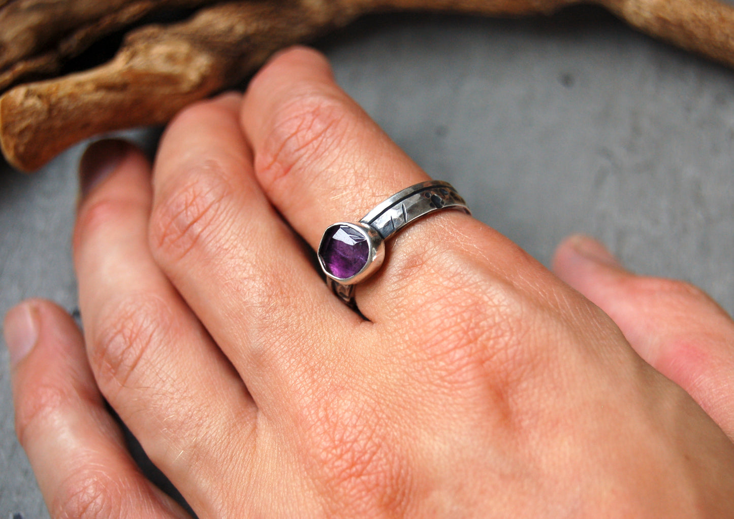 Amethyst gemstone ring