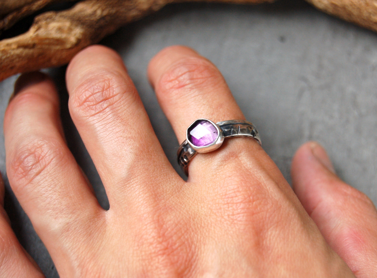 Amethyst gemstone ring