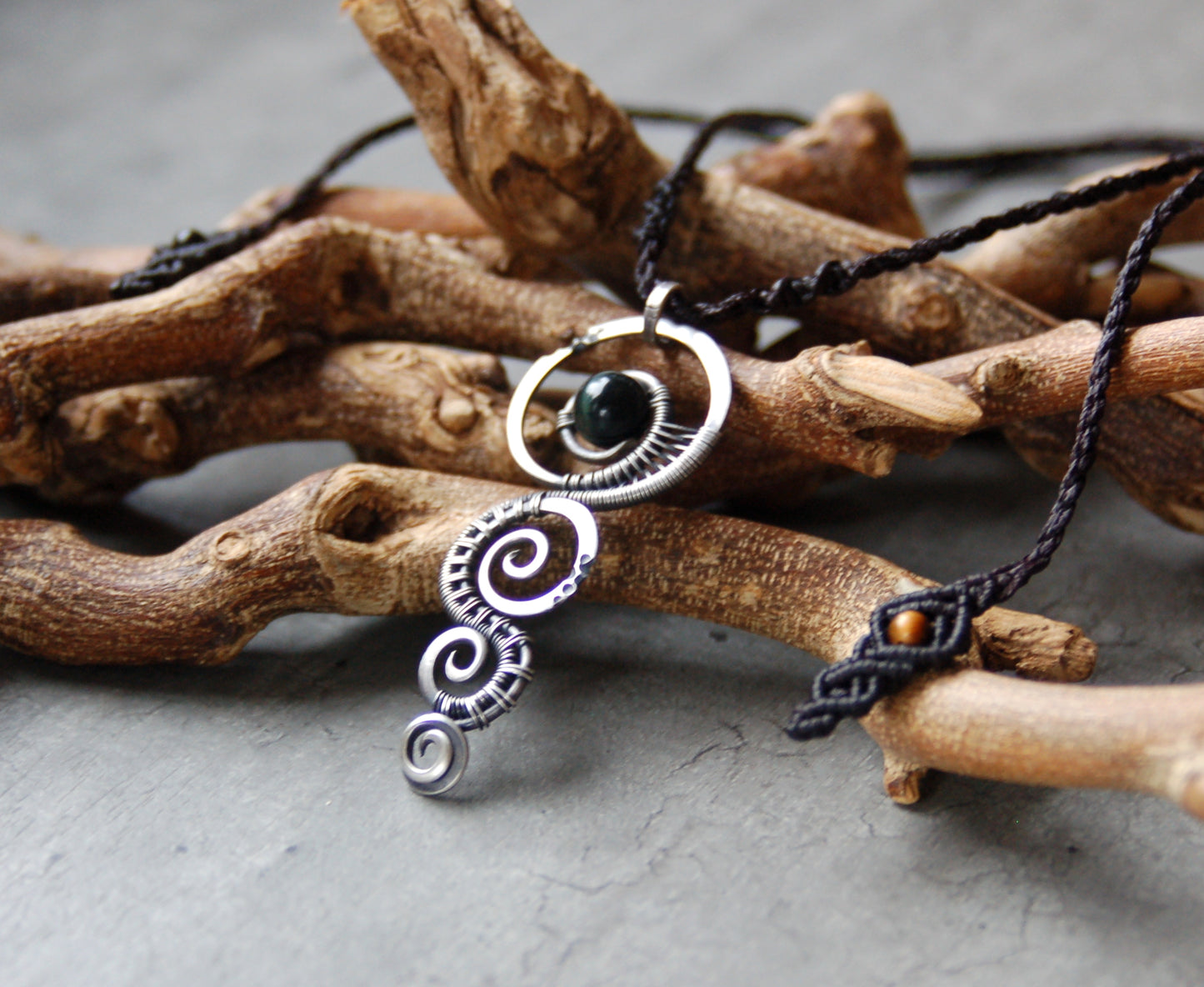 Wire wrapped gemstone pendant