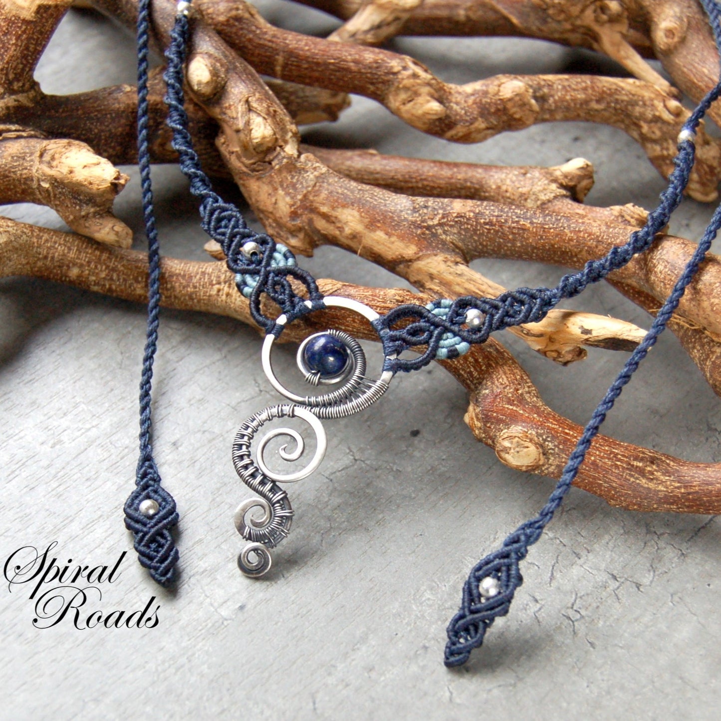 Blue and Silver Necklace with Lapis Lazuli
