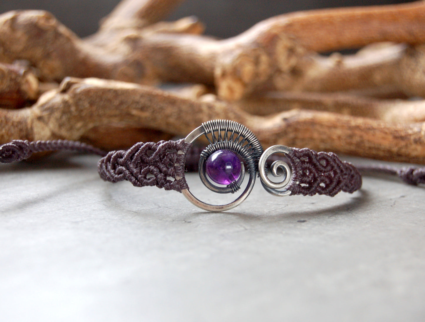 Amethyst wire wrap bracelet