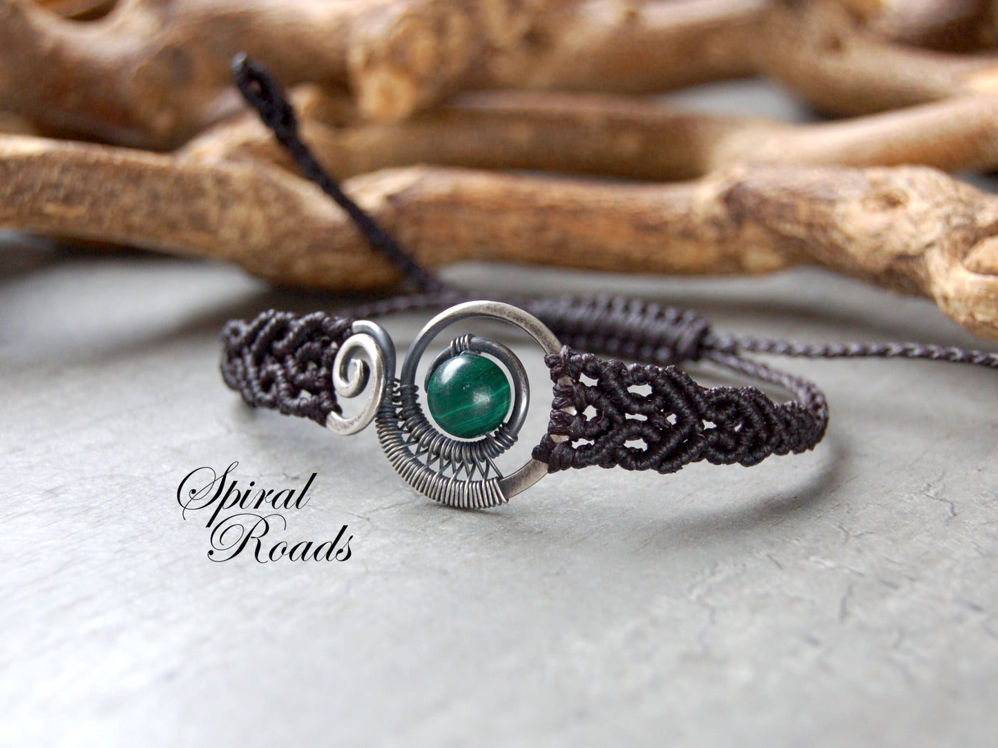 Macrame and wire wrap bracelet
