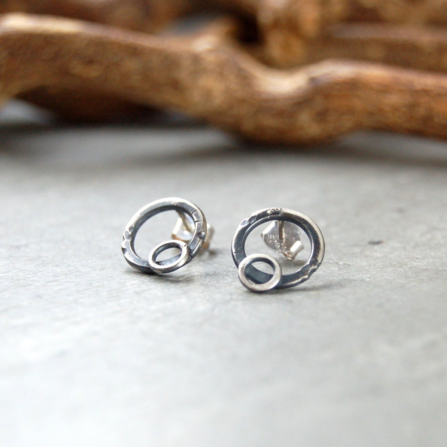 organic silver stud earrings
