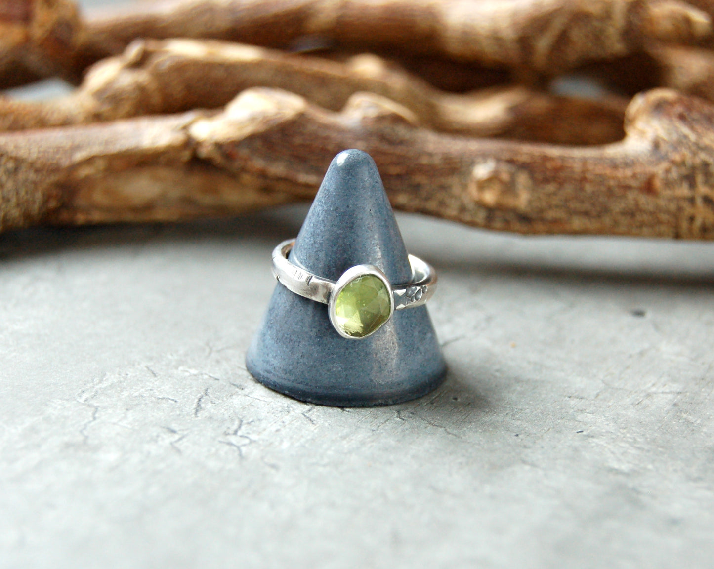 Sterling silver gemstone ring with Peridot