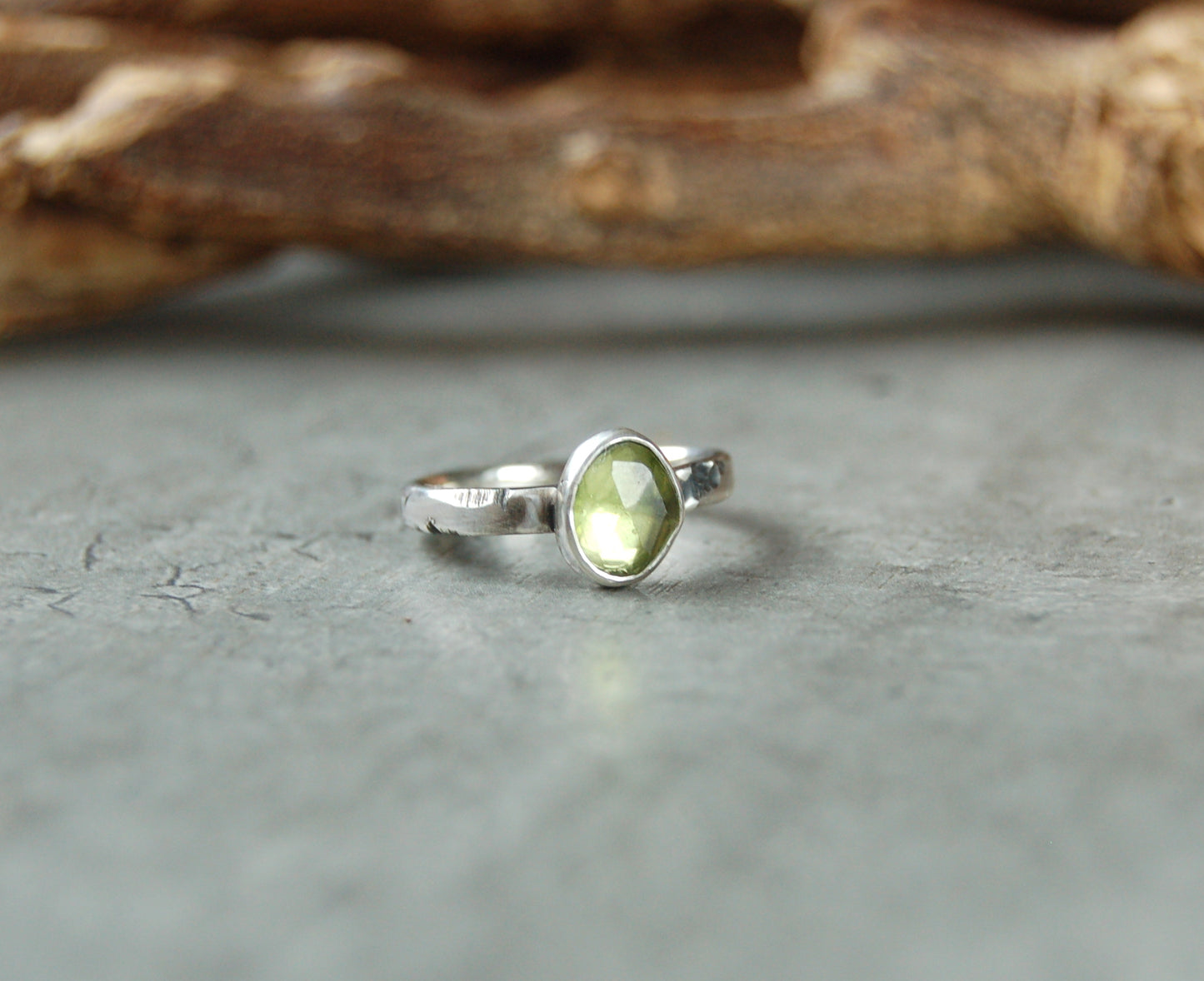 Sterling silver gemstone ring with Peridot