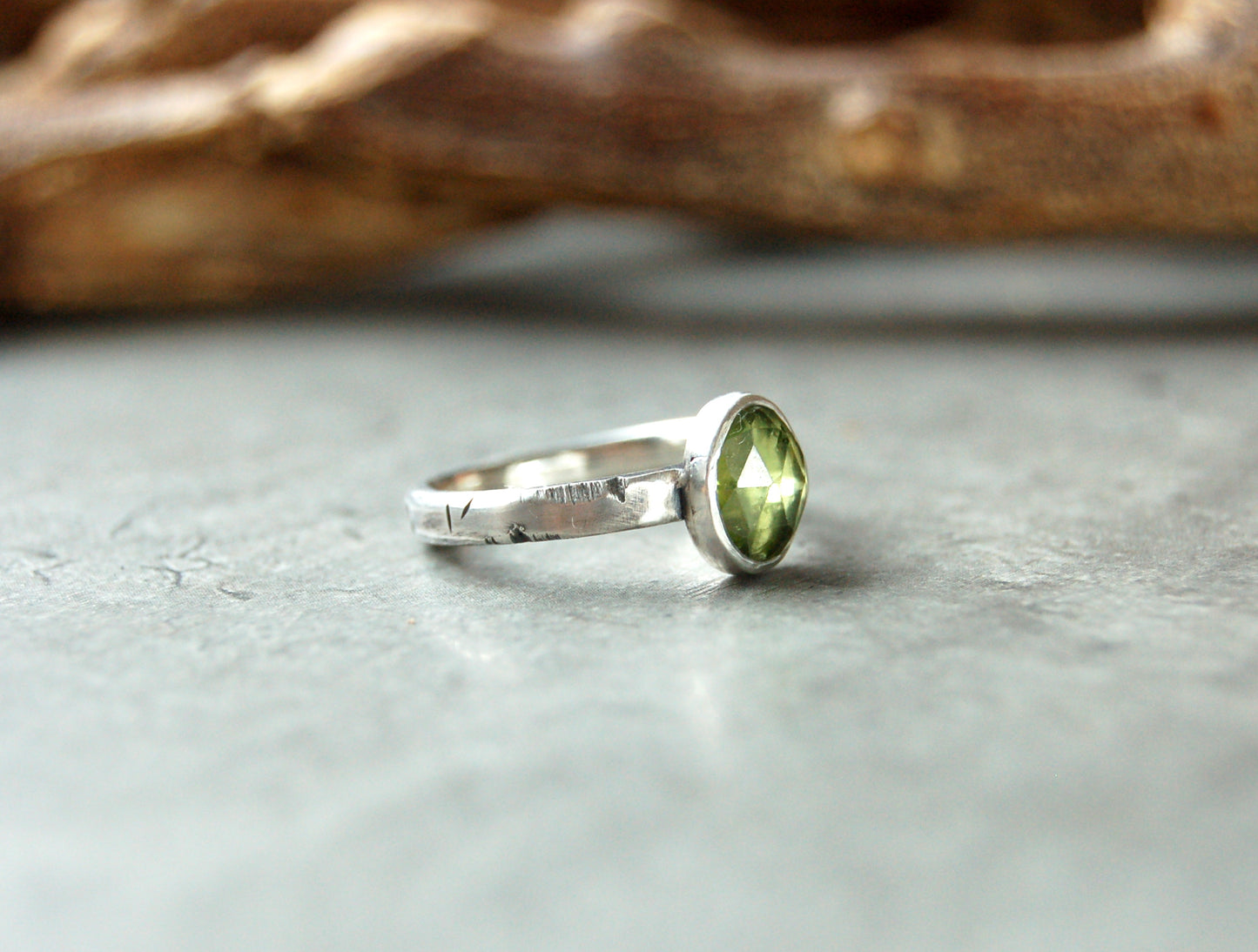 Sterling silver gemstone ring with Peridot