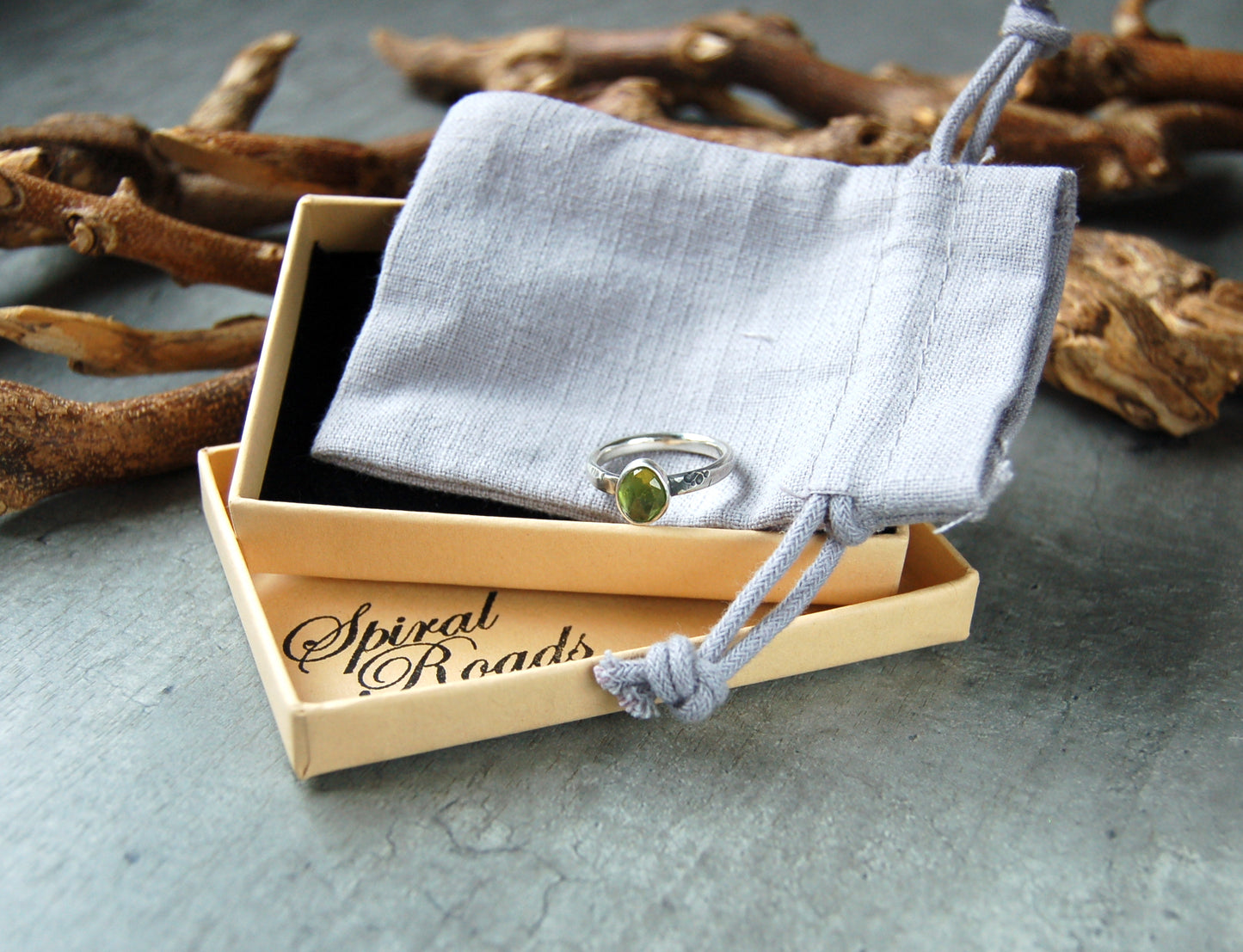 Sterling silver gemstone ring with Peridot