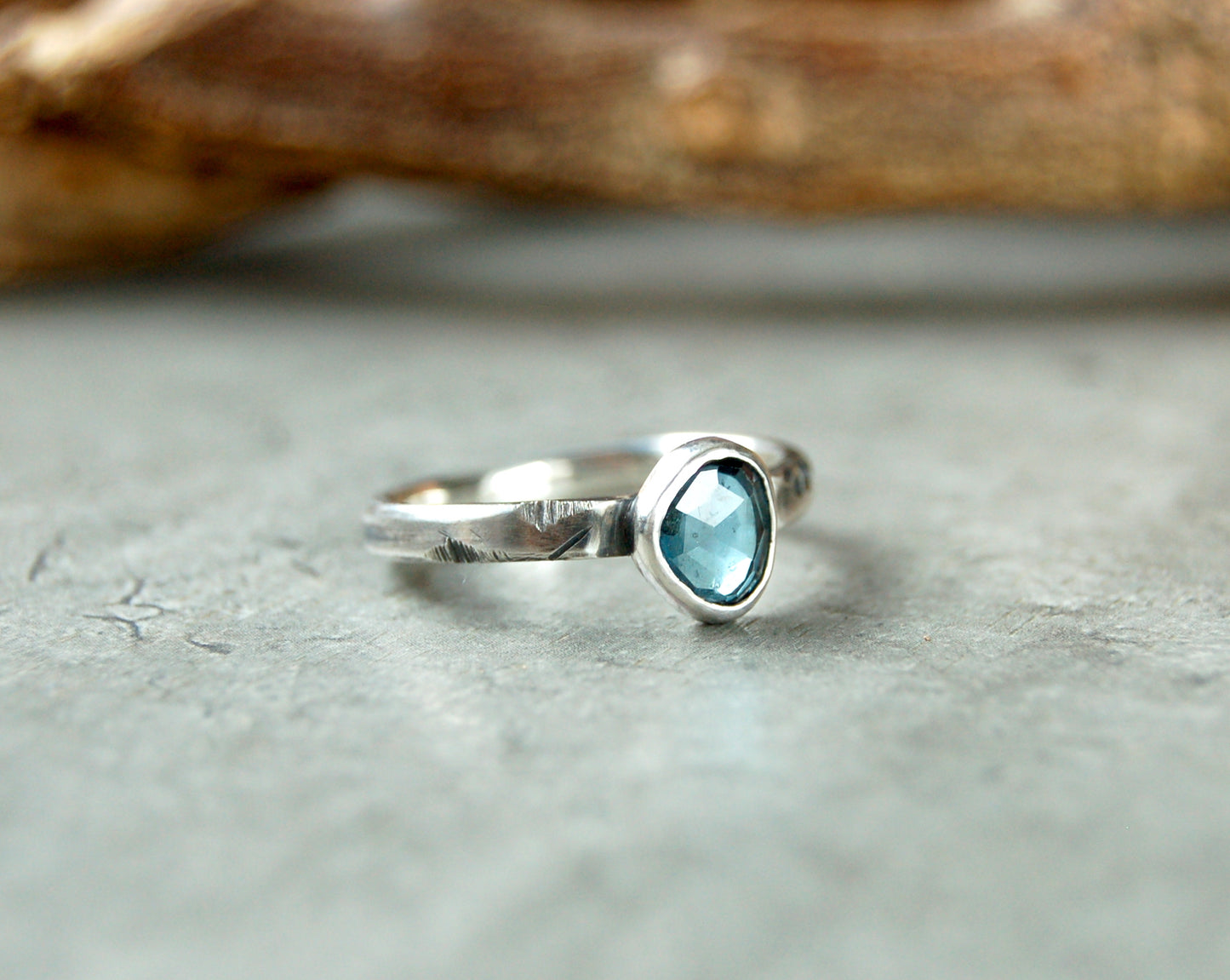 Blue Topaz stacking ring in sterling silver