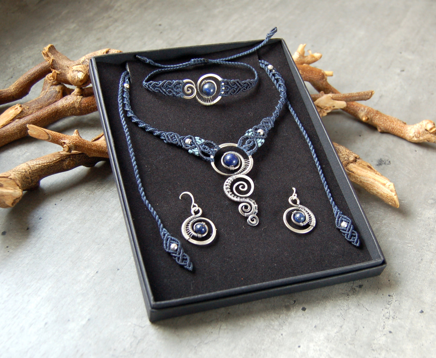 Vortex Earrings with Lapis Lazuli