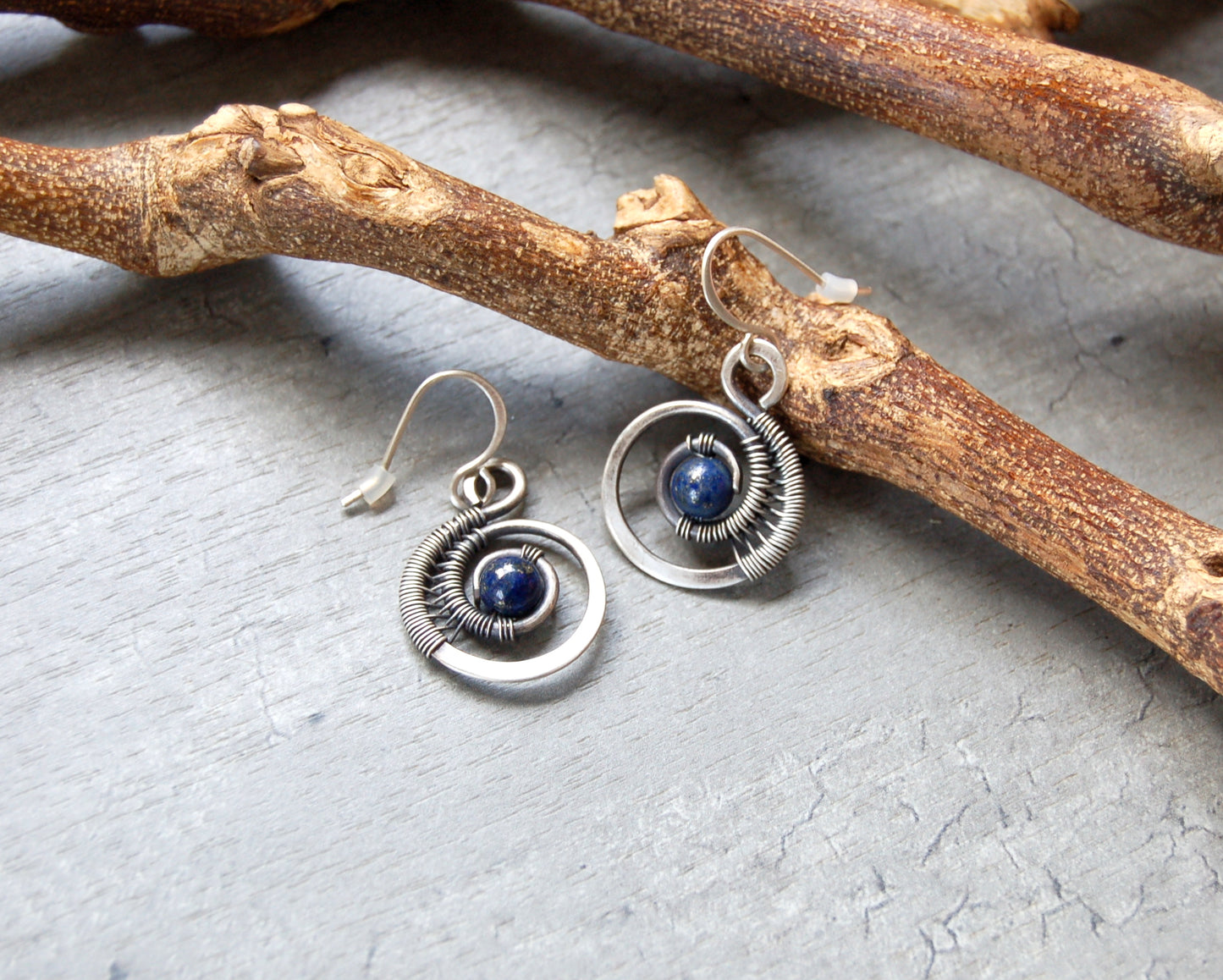 wire wrapped earrings with Lapis Lazuli