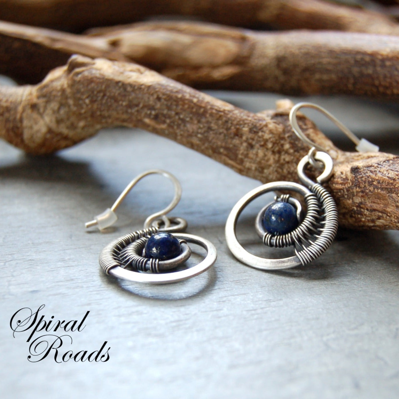 wire wrapped earrings with Lapis Lazuli