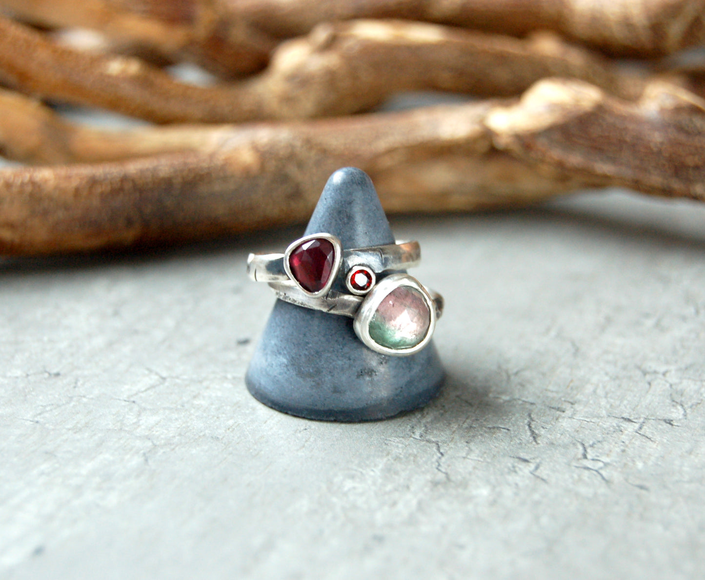 Sterling Silver Stacking rings with gemstones