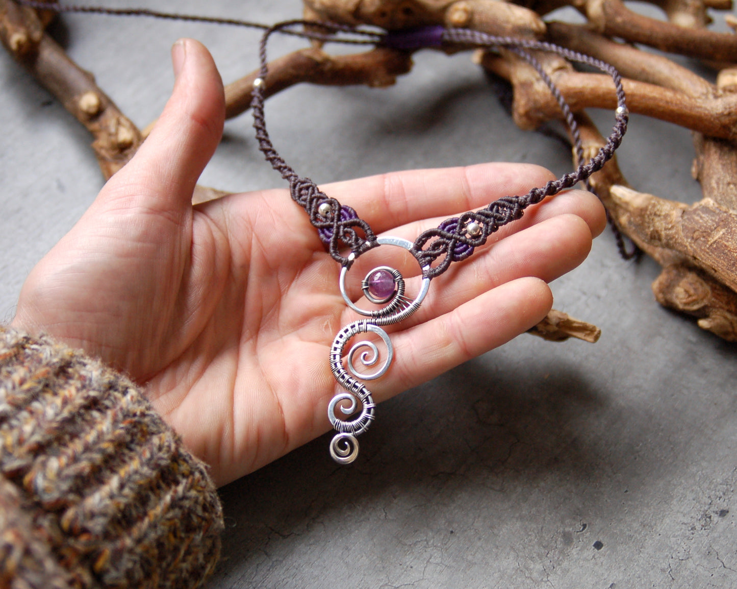 Cascades Necklace with Amethyst