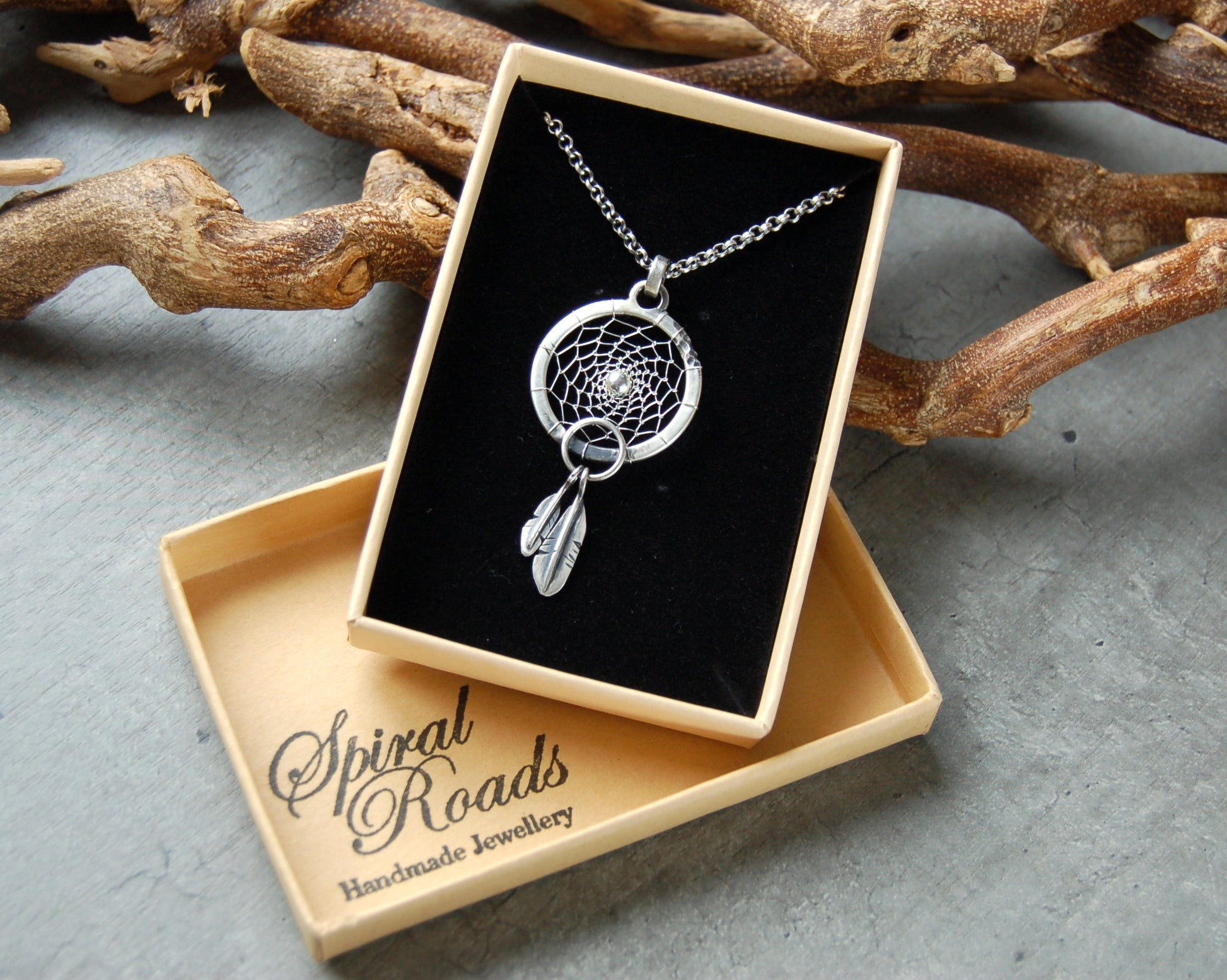 Handmade Silver dreamcatcher pendant