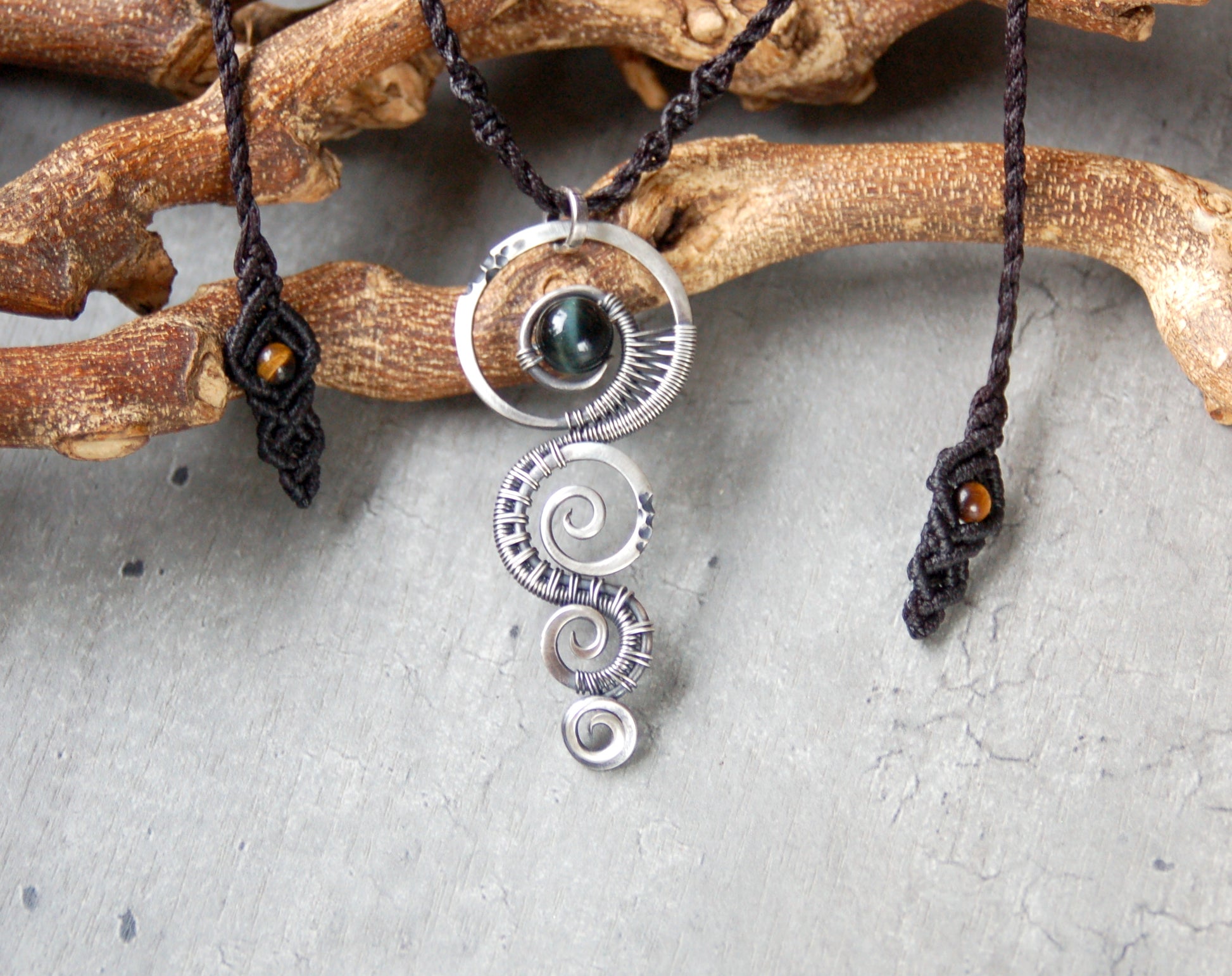 Wire wrapped gemstone pendant