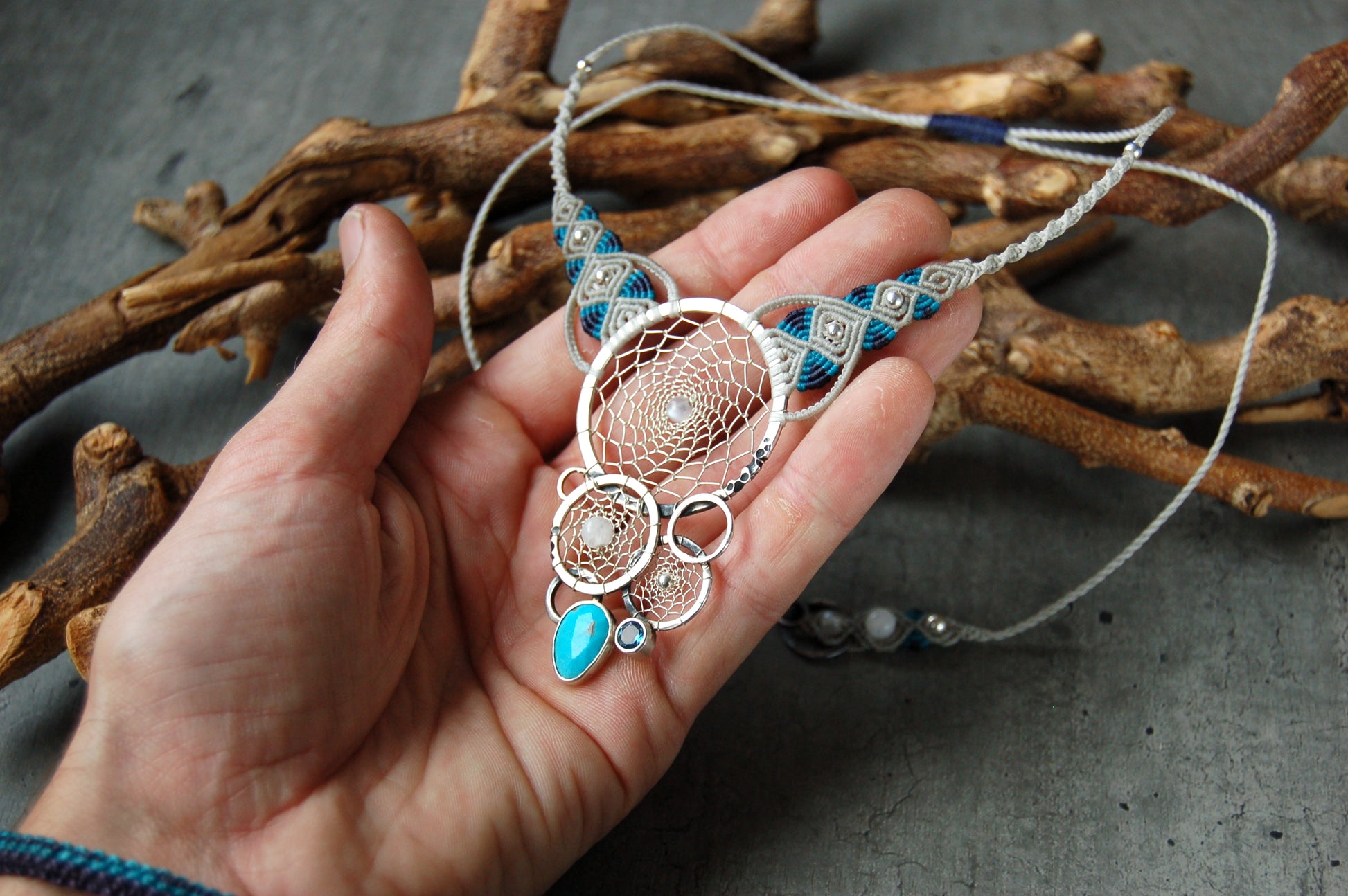 Dreamcatcher statement necklace