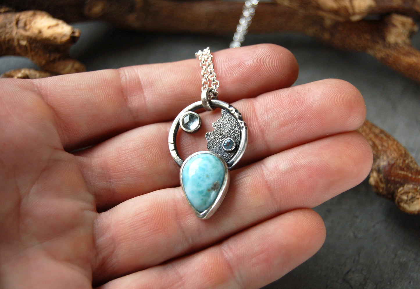 Larimar and Aquamarine Pendant