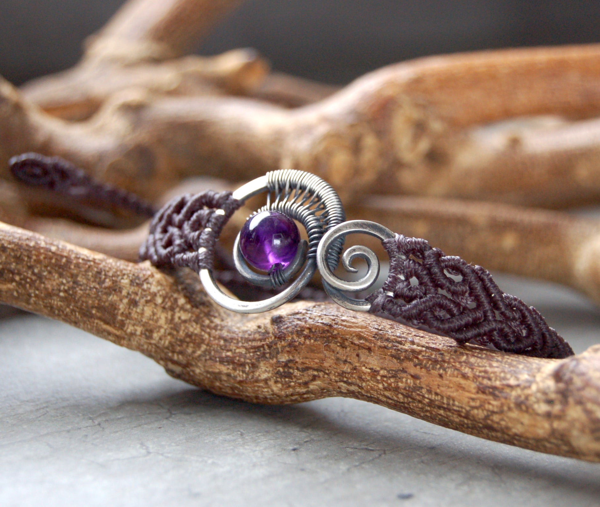Amethyst wire wrap bracelet