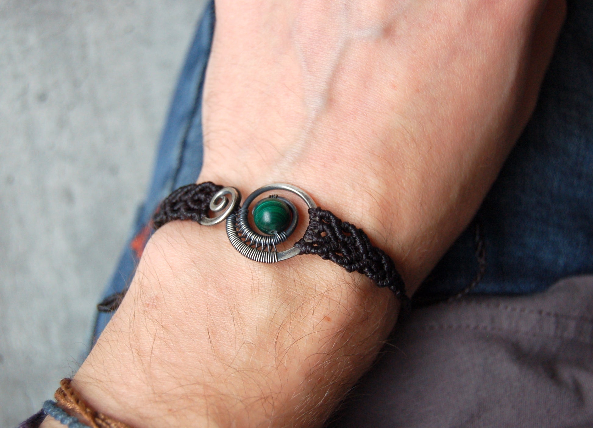 Macrame and wire wrap bracelet